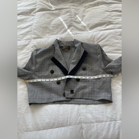 Vintage Positive Influence Cropped houndstooth Blazer Jacket Double Breasted - Picture 9 of 11